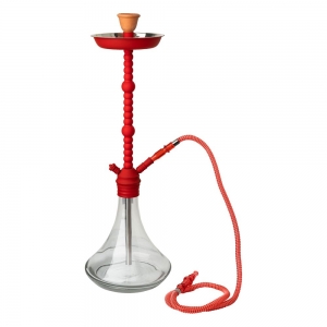 CLOSE OUT - HOOKAH PIPE - Transparent Base with Red Pipe 70cm