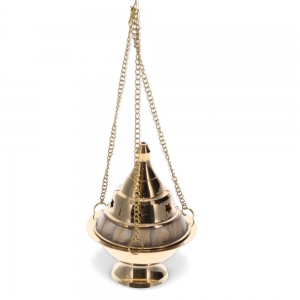 BRASS INCENSE BURNER - Hanging with Mother of Pearl 12.5cm
