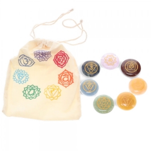 PALM STONE- Pabbles Engraved with 7 Chakras (7pk)