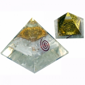 Orgone Pyramid - Selenite Shri Yantra 7cm
