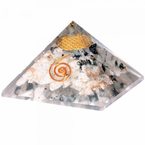 40% OFF - Orgone Pyramid - Rainbow Moonstone with Flower of Life 4cm