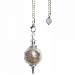 Tourmaline w Rose Quartz Glass Sphere Pendulum - Love