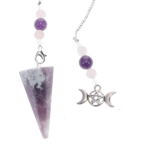 PENDULUM - Lepidolite Faceted with Triple Moon