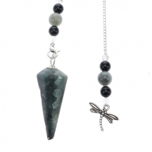 40% OFF - PENDULUM - Emerald Faceted with Dragonfly