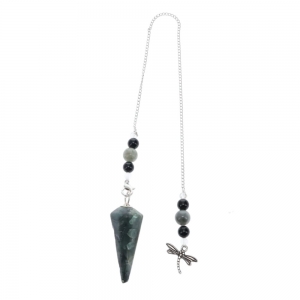 PENDULUM - Emerald Faceted with Dragonfly