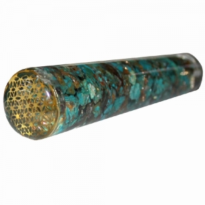 Massager - Chrysocolla with Flower of Life Smooth 11.5cm