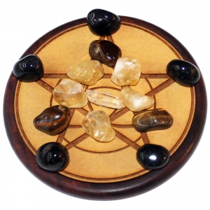 40% OFF - CRYSTAL GRID SET - Protection Grid with wooden board, crystals and ins