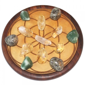 CRYSTAL GRID SET - Prosperity Grid with wooden board, crystals and instructions