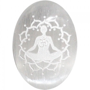 PALM STONE - Selenite Meditation Engraved