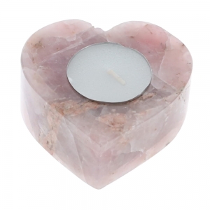 40% OFF - CANDLE HOLDER - Heart Rose Quartz 3.5cm x 7.5cm