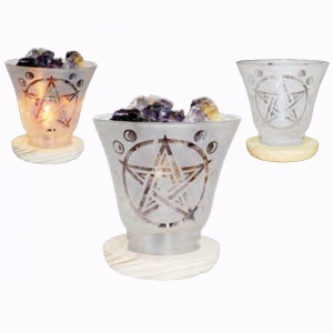 LAMP - Frosted Star Glass with Amethyst Chunks (With LED Base)