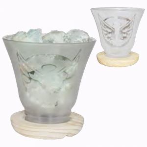 40% OFF - LAMP - Frosted Angel Wings Glass with Aquamarine Chunks (With LED Base