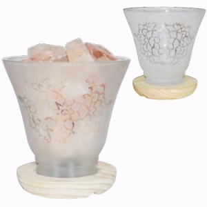 40% OFF - LAMP - Frosted Lotus Glass with Pink Salt Chunks (With LED Base)