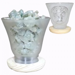 40% OFF - LAMP - Frosted Tree Glass with Green Aventurine Chunks (With LED Base)