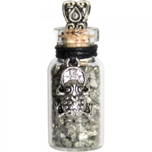 Necklace - Pyrite with Money Frog Glass Bottle