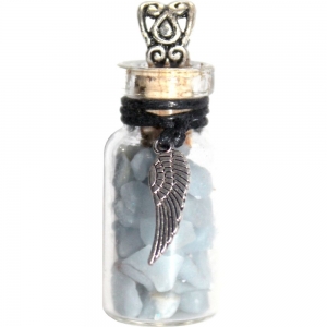 40% OFF - Necklace - Angel wings with Angelite Glass Bottle