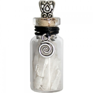 NECKLACE - Spiral with Selenite Glass Bottle