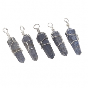PENDANT - Dumortierite 3-4cm Wire Wrapped DT (5 Pack)