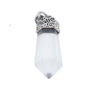 PENDANT - Selenite Faceted Point with cap 40mm