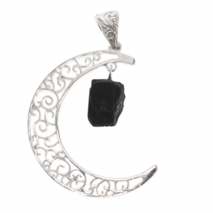 PENDANT - Shungite with Silver Plated Moon