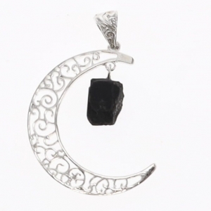 PENDANT - Shungite with Silver Plated Moon