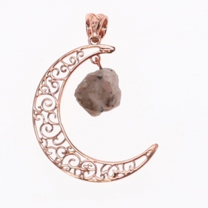PENDANT - Rhodonite with Copper Plated Moon