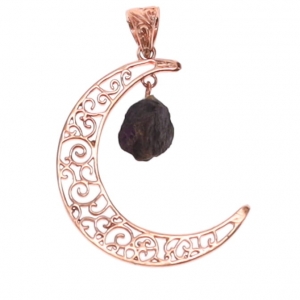 PENDANT - Purpurite with Copper Plated Moon