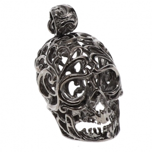 PENDANT - Skull with Opening Black Metal 37mm