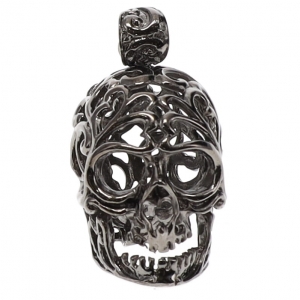 PENDANT - Skull with Opening Black Metal 37mm