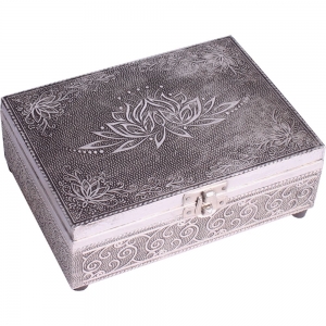 Lotus White Metal Box 12.75 x 17.75cm