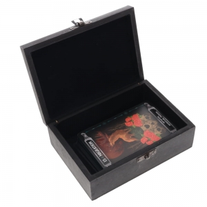 WOODEN BOX - Pentacle Cat Metal Top 12.7cm x 17.7cm