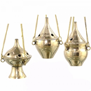 Brass Hanging Charcoal Burners 9cm (Set of 3)