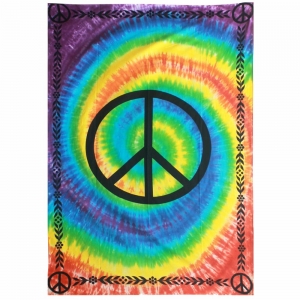 TAPESTRY - Peace Rainbow Cotton Tie Dye 147x208cm