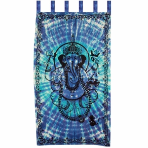 CURTAIN - Ganesh Blue Tie Dye Cotton 111x223cm