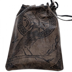 LEATHER BAG - Raven Pentacle 12cm x 18cm