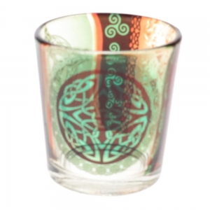 CLEARANCE - VOTIVE HOLDER - Celtic Printed Glass