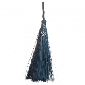 WICCA BROOM - Round with Sodalite & Pentacle 45cm