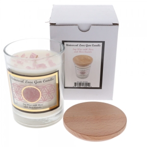 CLEARANCE - GEMSTONE CANDLE - Universal Love Rose Quartz Soy 255gms