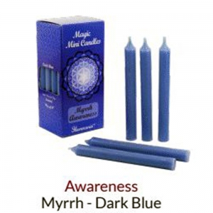 MAGIC MINI CANDLES - Awareness Dark Blue Myrrh Scented 1.25cm x 12.7cm (20pk)