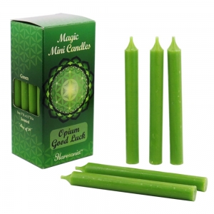 MAGIC MINI CANDLES - Good Luck Green Opium Scented 1.25cm x 12.7cm (20pk)