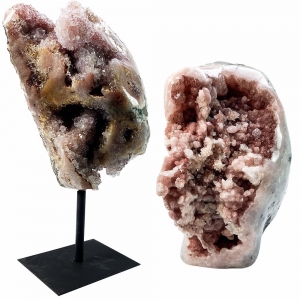SPECIMEN - AMETHYST PINK WITH AND WITHOUT METAL STAND 12.5-22.5cm per 100gms