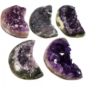 MOON - AMETHYST POLISHED WITH DRUSE 7.5cm per 100gms