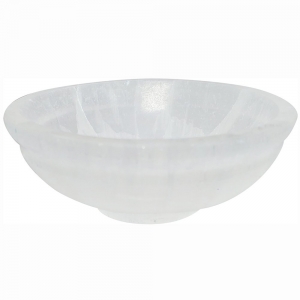 BOWL - SELENITE ROUND WITH CURVES 10cm WIDE