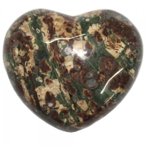 HEART - Leaopard Skin Jasper Puff 45mm