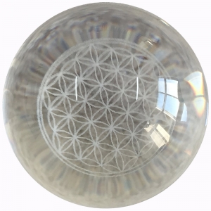 SPHERE - CLEAR GLASS WITH FLOWER OF LIFE 5.5cm