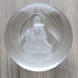 SPHERE - KWAN YIN CLEAR GLASS 7.5cm