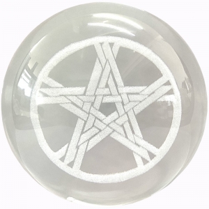 SPHERE - CLEAR GLASS WITH PENTACLE 5cm