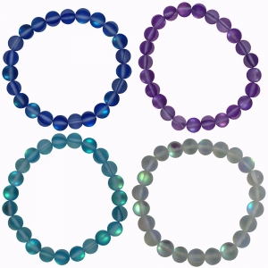 BRACELET - 8MM FROSTED GLASS ASSORTED COLOURS