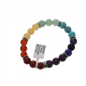 BRACELET - 8MM 7 CHAKRA WITH FLOWER SPACERS