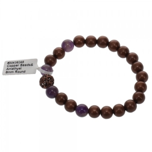 BRACELET - 8MM COPPER BEADS WITH STONES